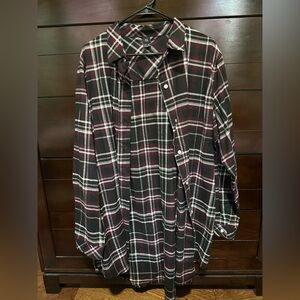 HUE Women’s Casual Flannel Plaid Shirt - Black, Red, and White